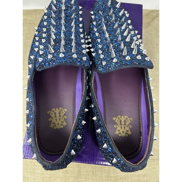 After Midnight Mens Blue Glitter Sparkle Spike Formal Dress Loafers Shoes 10.5 main image 4
